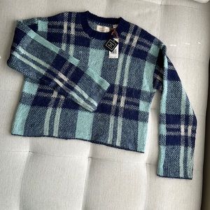 Weatherproof Vintage Women’s Plaid Bell-Sleeve Sweater - Blue - X-Small